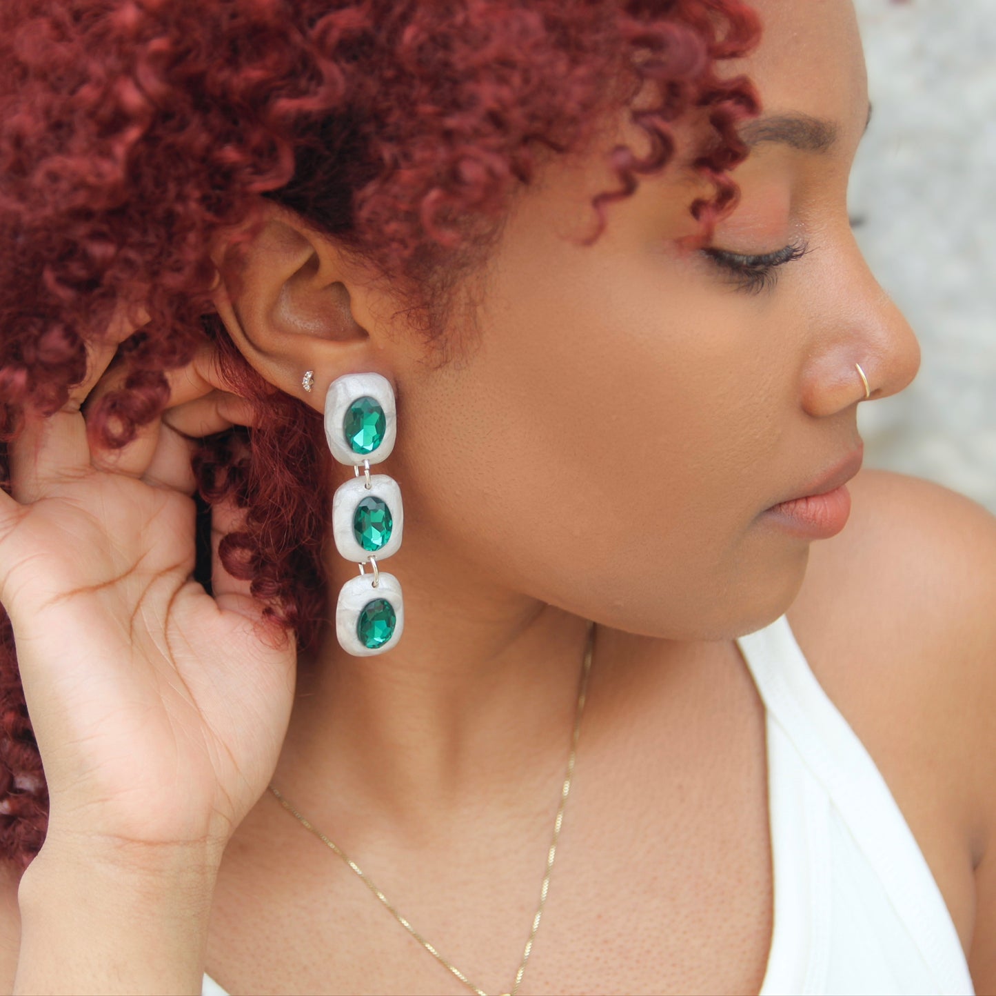 Emerald Green Rhinestone Earrings